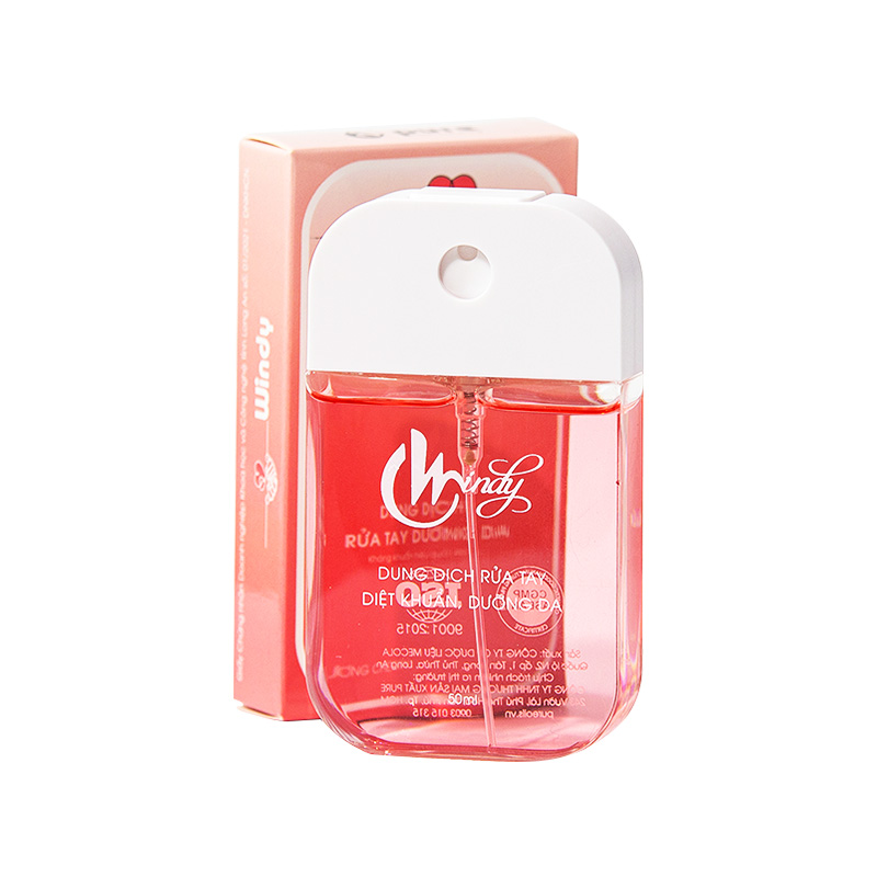 Dung dịch rửa tay khử khuẩn, dưỡng da Windy hồng (hộp 1 chai x 50ml)