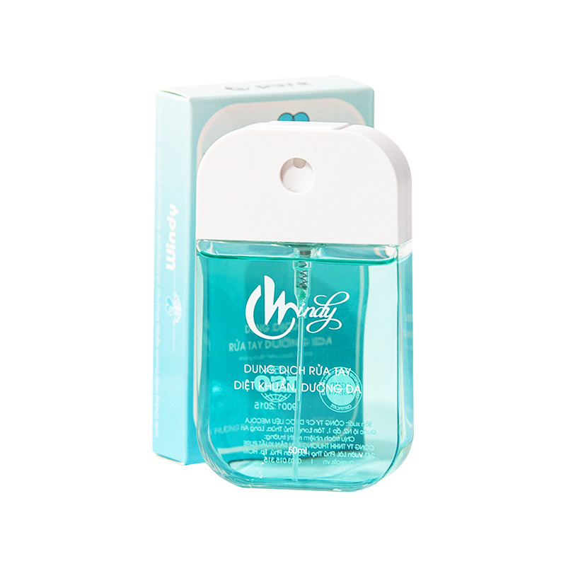 Dung dịch rửa tay khử khuẩn, dưỡng da Windy xanh (hộp 1 chai x 50ml)