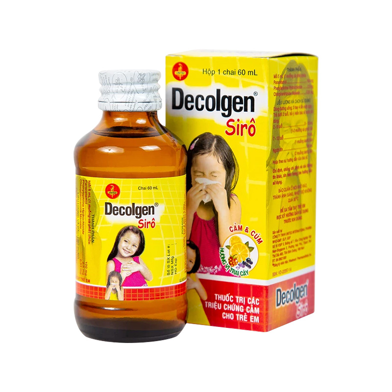 Siro Decolgen điều trị các triệu chứng cảm  thông thường cho trẻ (hộp 1 chai 60ml)