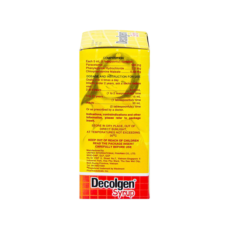Siro Decolgen điều trị các triệu chứng cảm  thông thường cho trẻ (hộp 1 chai 60ml)