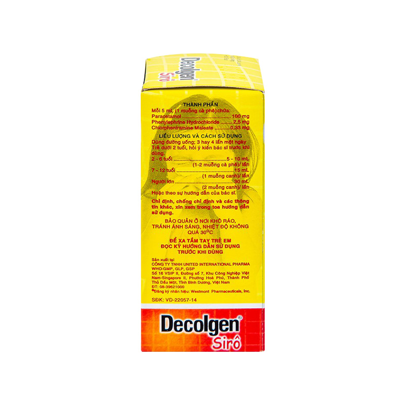 Siro Decolgen điều trị các triệu chứng cảm  thông thường cho trẻ (hộp 1 chai 60ml)