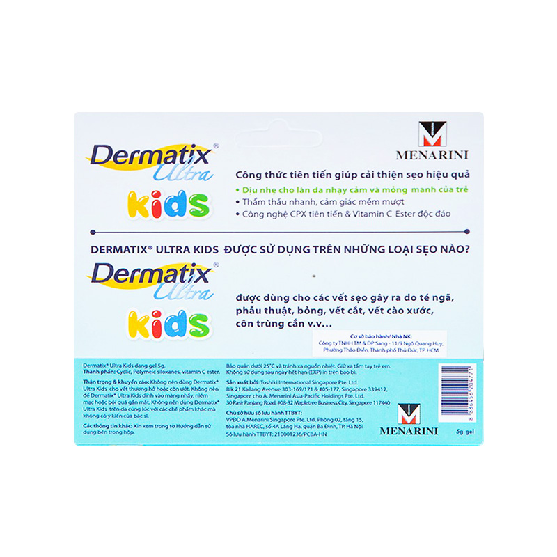 Gel trị sẹo Dermatix Ultra Scar Care For Kids phù hợp cho trẻ từ 3 tháng tuổi (hộp 1 tuýp x 5g)