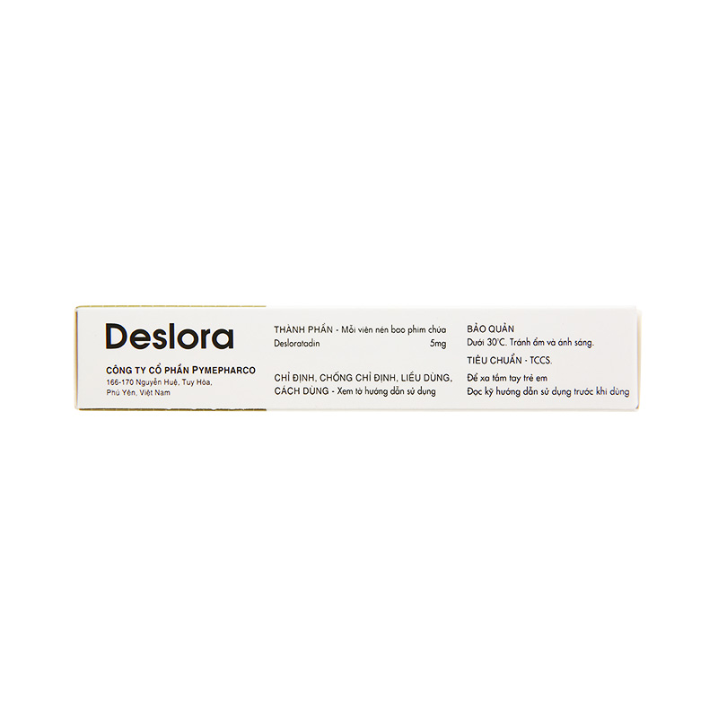 Thuốc Deslora 5mg trị viêm mũi dị ứng, mề đay (hộp 3 vỉ x 10 viên)