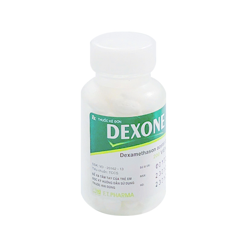 Thuốc Dexone dexamethason 0.5mg điều trị dị ứng trầm trọng, hen suyễn (chai 200 viên)