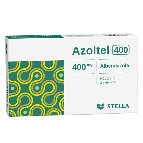 Thuốc Azoltel 400mg Stella điều trị nhiễm ký sinh trùng đường ruột (hộp 1 vỉ x 1 viên)