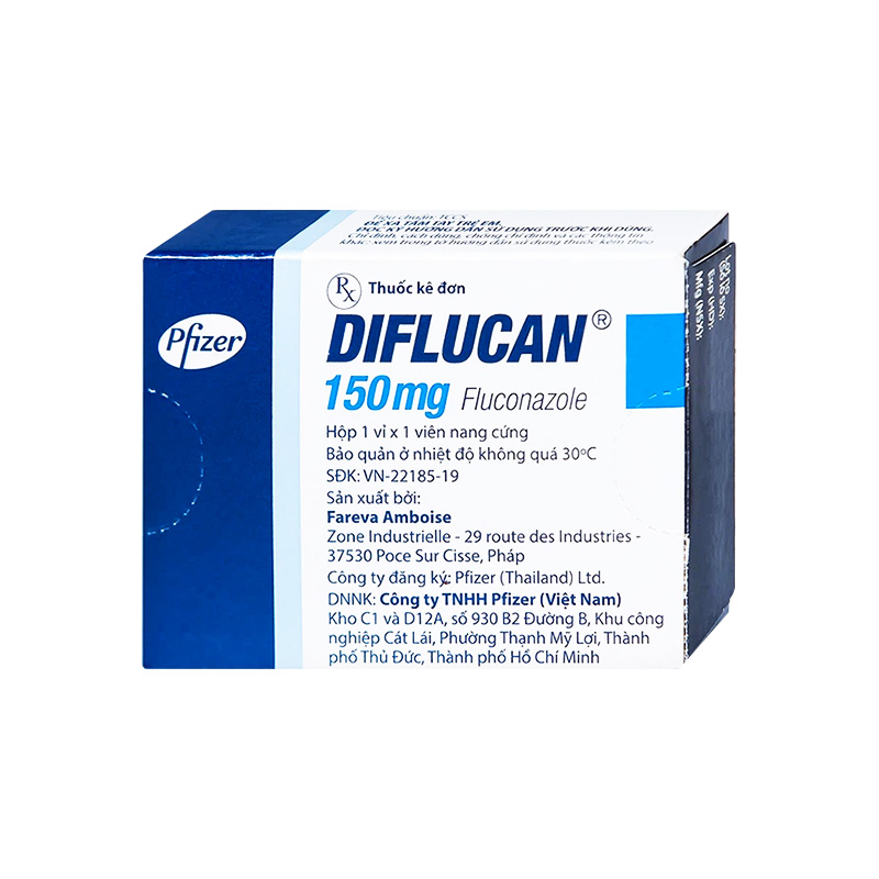 Thuốc Diflucan 150mg điều trị tình trạng nhiễm nấm (hộp 1 vỉ x 1 viên)