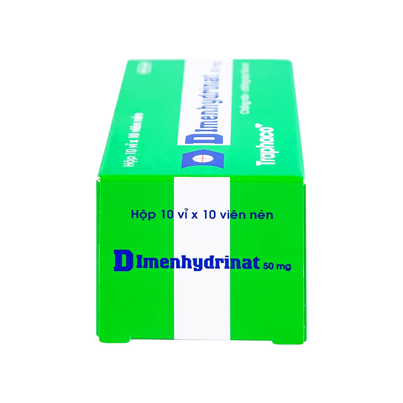 Thuốc Dimenhydrinat 50mg chống nôn, chống say tàu xe (hộp 10 vỉ x 10 viên)