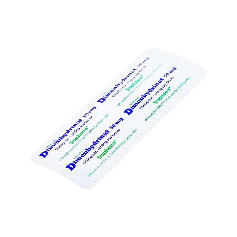Thuốc Dimenhydrinat 50mg chống nôn, chống say tàu xe (hộp 10 vỉ x 10 viên)