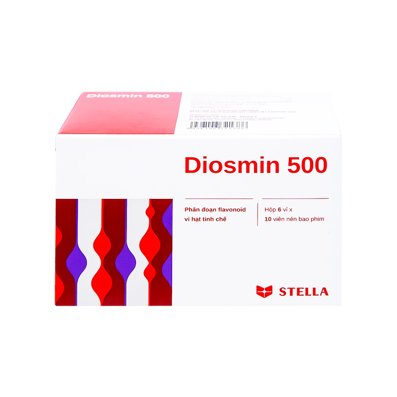 Viên nén Diosmin 500 điều trị trĩ, suy giãn tĩnh mạch (hộp 6 vỉ x 10 viên)