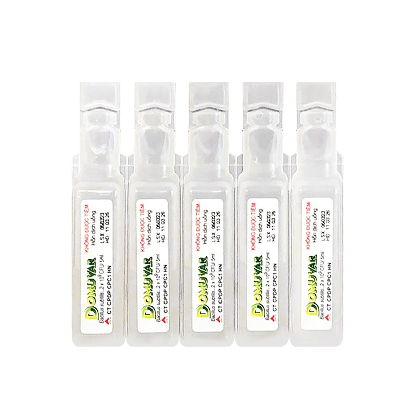 Hỗn dịch uống men vi sinh Domuvar điều trị rối loạn tiêu hóa (hộp 4 vỉ x 5 ống)