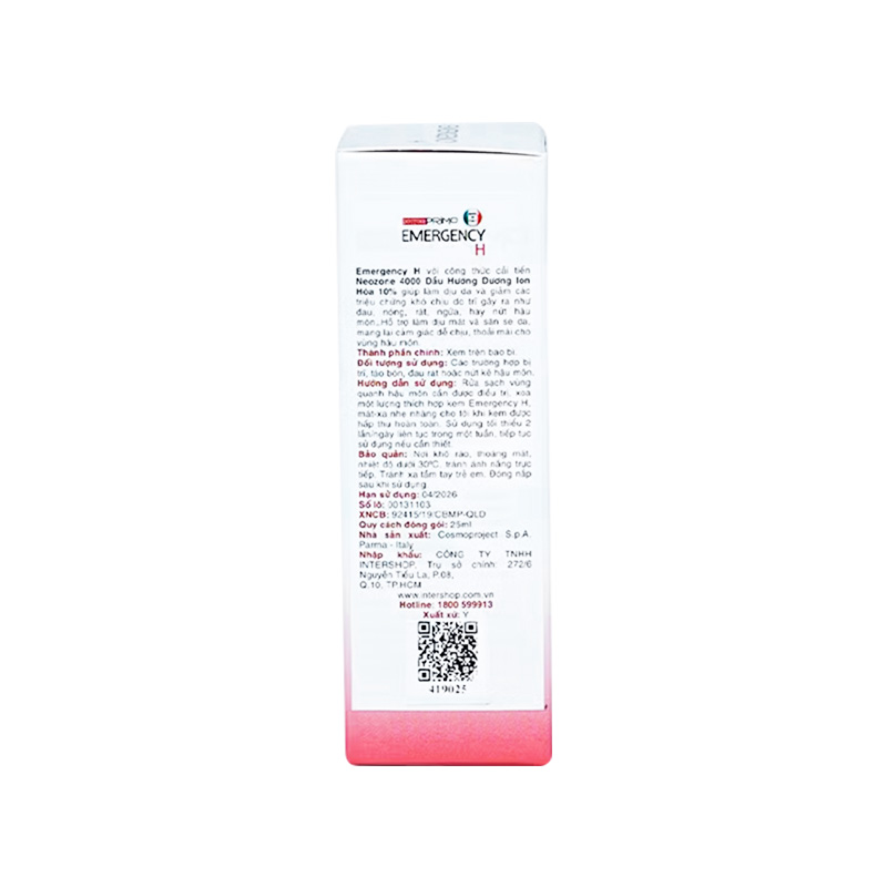 Kem bôi DottorPrimoEmergency H làm dịu các triệu chứng do trĩ (hộp 1 tuýp x 25ml)