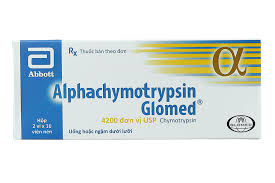 Viên nén Alphachymotrypsin Glomed 4200 USP điều trị phù nề sau chấn thương (hộp 2 vỉ x 10 viên)