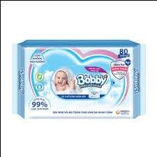 Khăn ướt em bé Bobby không mùi (gói 80 miếng)