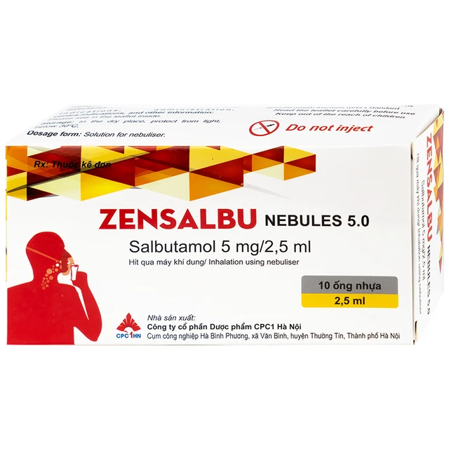 Dung dịch khí dung Zensalbu Nebules 5mg/2.5ml điều trị hen cấp tính (hộp 10 ống x 2.5 ml)