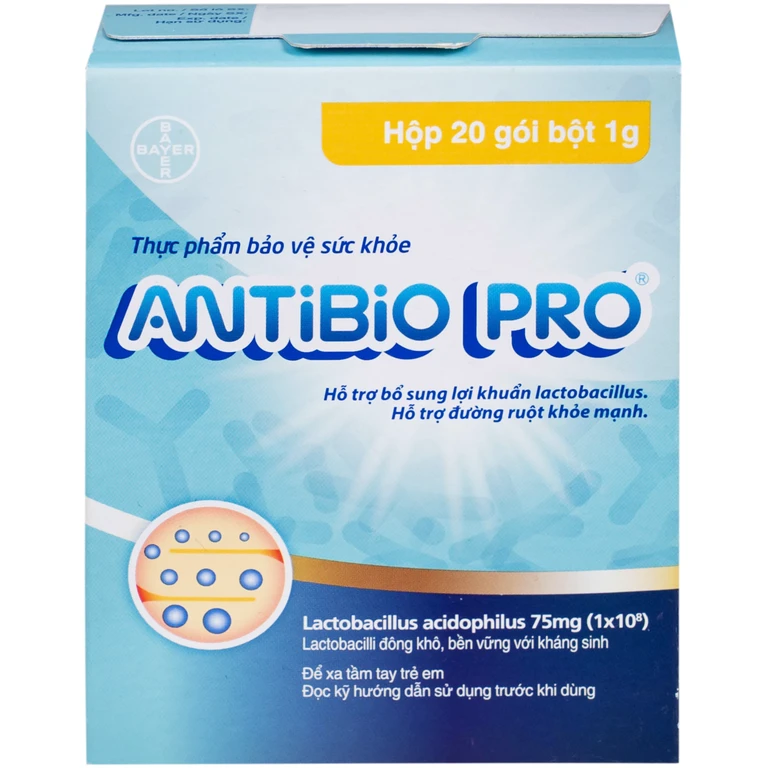Men vi sinh Antibio Pro bổ sung lợi khuẩn lactobacillus, hỗ trợ đường ruột khỏe mạnh (hộp 20 gói x 1g)