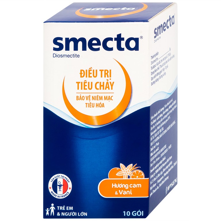 Thuốc bột pha hỗn dịch uống Smecta hương cam & vani điều trị tiêu chảy, rối loạn tiêu hoá (hộp 10 gói)