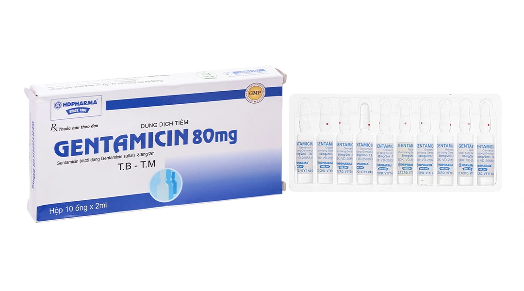 Dung dịch tiêm Gentamicin 80mg/2ml điều trị nhiễm khuẩn (hộp 10 ống x 2ml)
