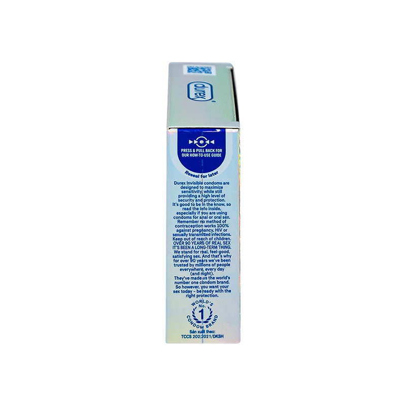 Bao cao su Durex Invisible Extra Thin Extra Sensitive siêu mỏng, siêu ôm sát (hộp 3 cái)