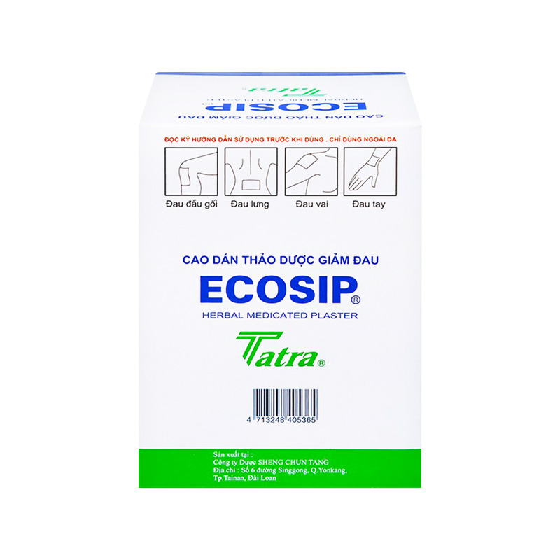 Cao dán thảo dược Ecosip giảm đau vai, đau cơ (hộp 20 gói x 5 miếng)