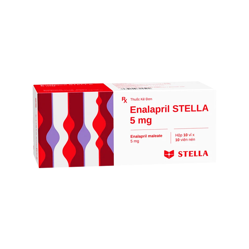 Thuốc Enalapril Stella 5mg điều trị tăng huyết áp, suy tim (hộp 10 vỉ x 10 viên)