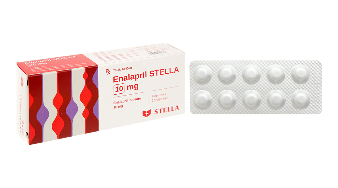Thuốc Enalapril Stella 10mg điều trị tăng huyết áp, suy tim (hộp 3 vỉ x 10 viên)