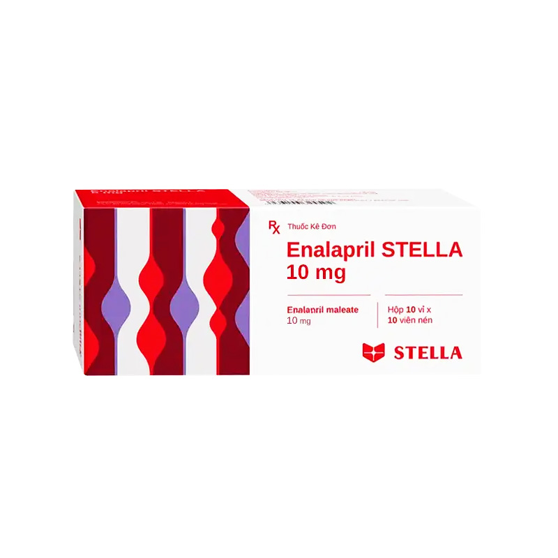 Thuốc Enalapril Stella 10mg điều trị tăng huyết áp, suy tim (hộp 10 vỉ x 10 viên)