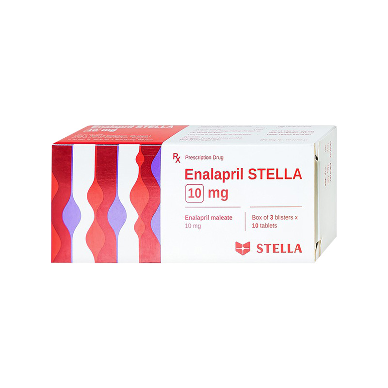 Thuốc Enalapril Stella 10mg điều trị tăng huyết áp, suy tim (hộp 3 vỉ x 10 viên)