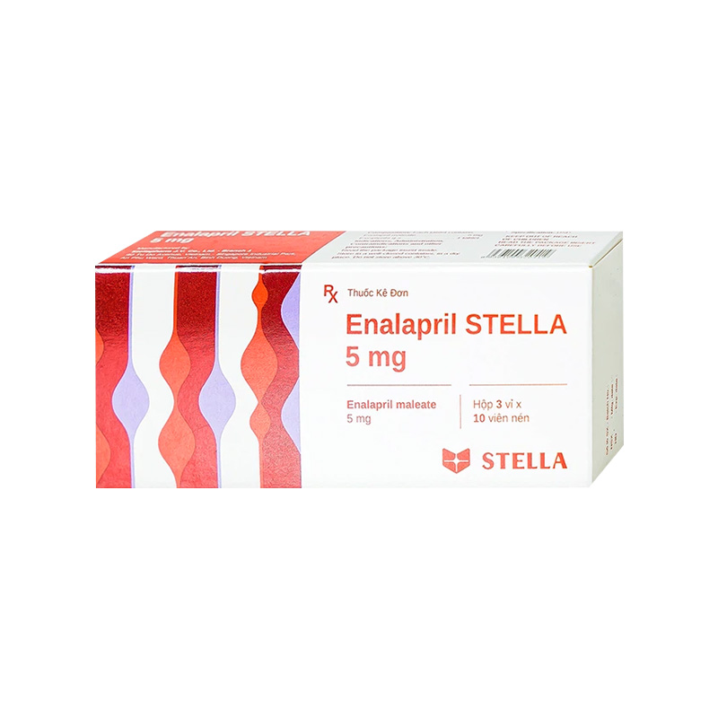 Thuốc Enalapril Stella 5mg điều trị tăng huyết áp, suy tim (hộp 3 vỉ x 10 viên)