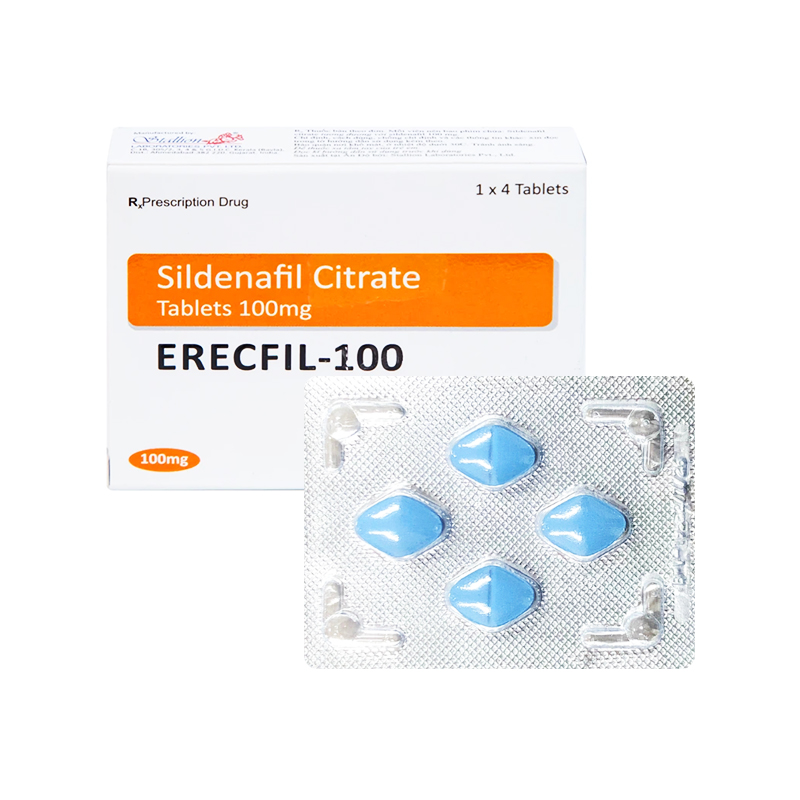 Viên nén Erecfil-100 điều trị rối loạn cương dương (hộp 1 vỉ x 4 viên)