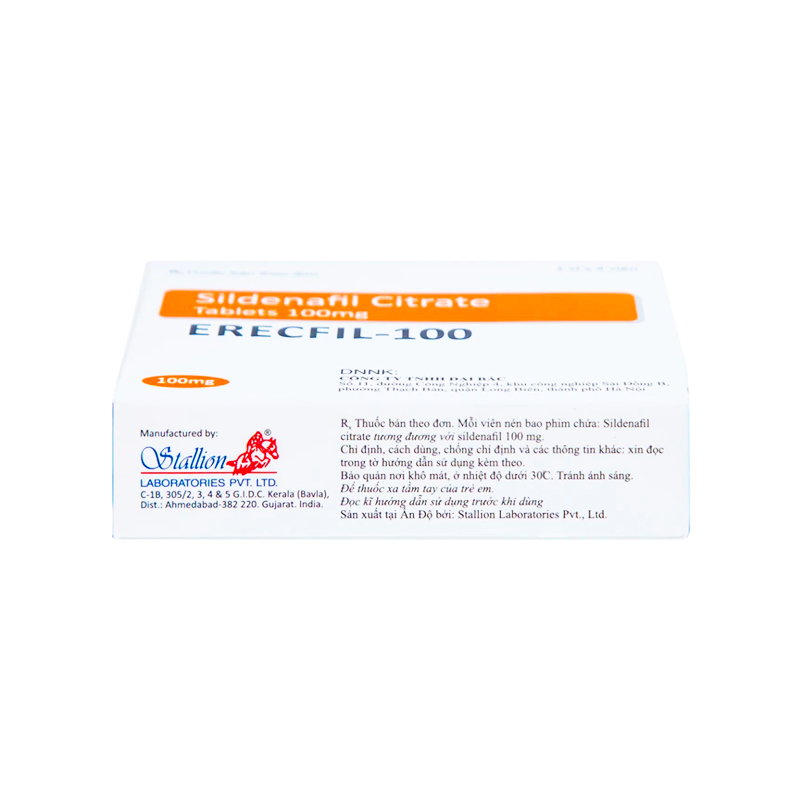 Viên nén Erecfil-100 điều trị rối loạn cương dương (hộp 1 vỉ x 4 viên)