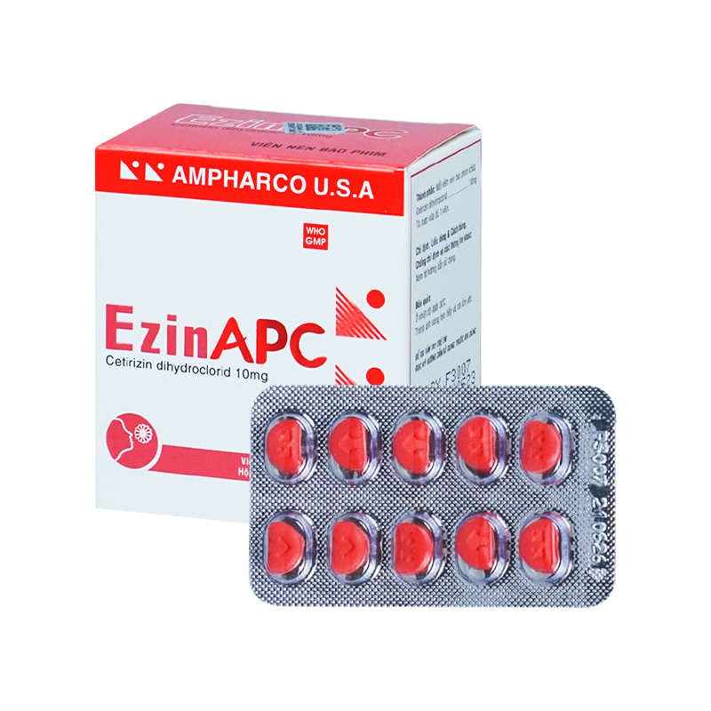Thuốc EzinAPC điều trị viêm mũi dị ứng, mề đay (hộp 10 vỉ x 10 viên)