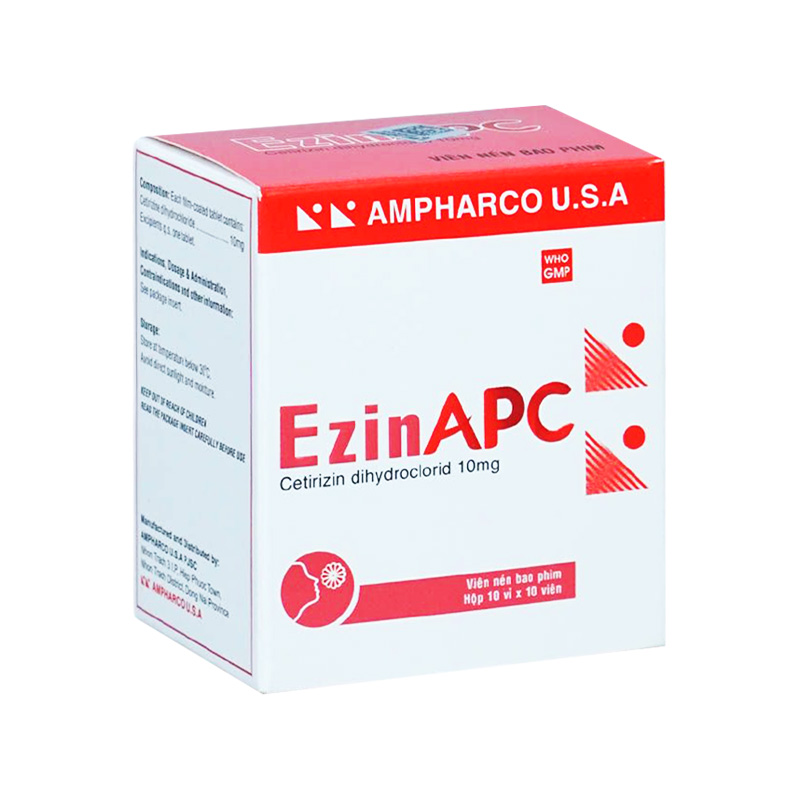 Thuốc EzinAPC điều trị viêm mũi dị ứng, mề đay (hộp 10 vỉ x 10 viên)