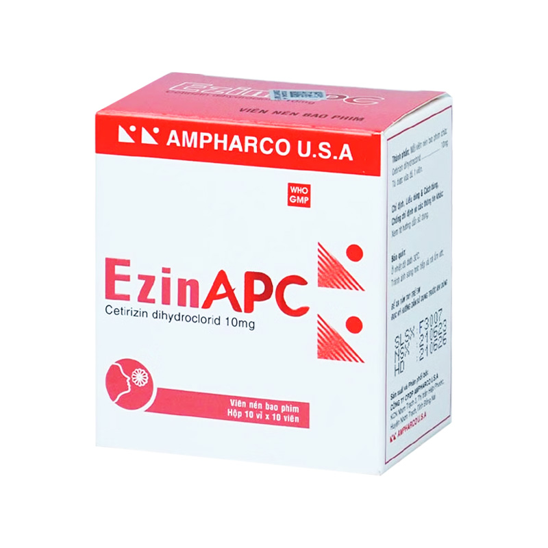 Thuốc EzinAPC điều trị viêm mũi dị ứng, mề đay (hộp 10 vỉ x 10 viên)