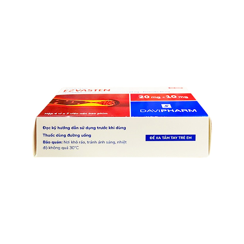 Viên nén Ezvasten 20/10mg trị tăng mỡ máu (hộp 4 vỉ x 7 viên)