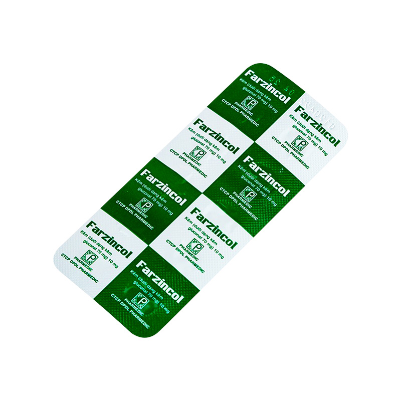 Thuốc Farzincol bổ sung và điều trị thiếu kẽm (hộp 10 vỉ x 10 viên)