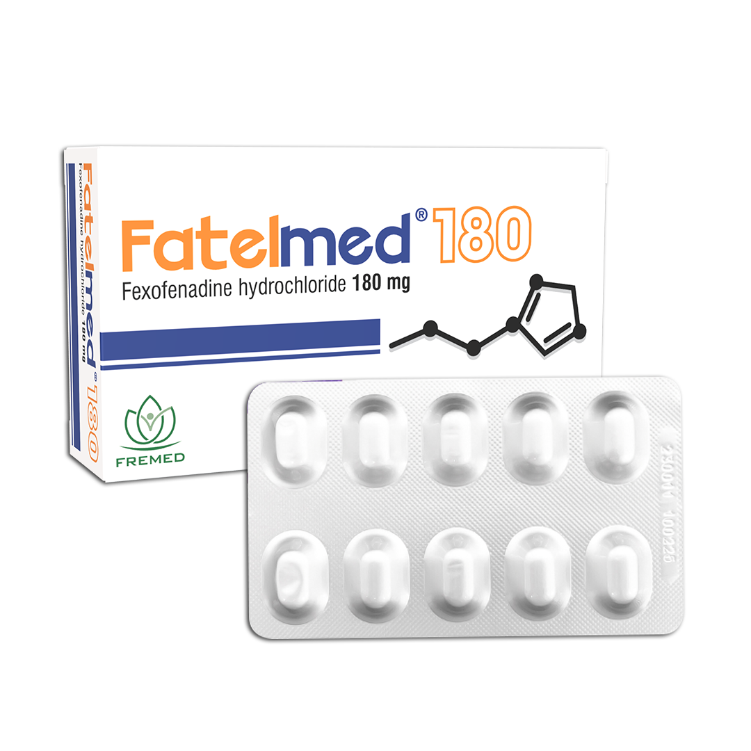 Thuốc Fatelmed 180 điều trị viêm mũi dị ứng, mày đay (hộp 3 vỉ x 10 viên)