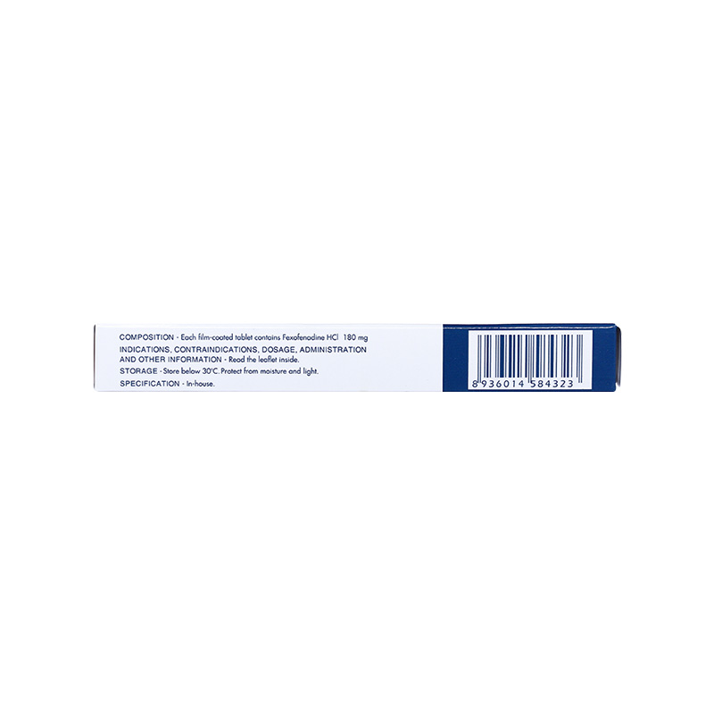 Thuốc Fegra 180mg điều trị viêm mũi dị ứng, mề đay (hộp 1 vỉ x 10 viên)