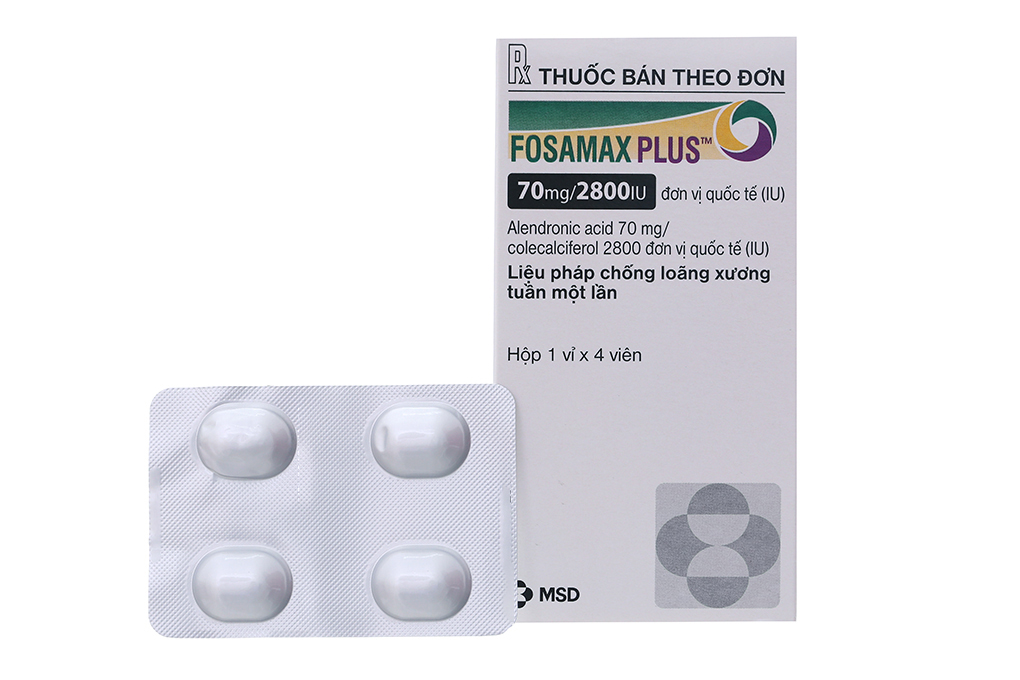 Thuốc Fosamax Plus 70mg/2800IU điều trị loãng xương (hộp 1 vỉ x 4 viên)