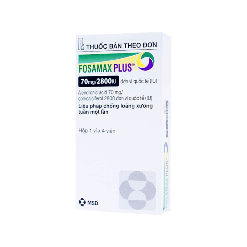 Thuốc Fosamax Plus 70mg/2800IU điều trị loãng xương (hộp 1 vỉ x 4 viên)