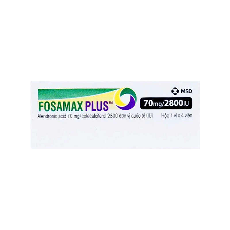 Thuốc Fosamax Plus 70mg/2800IU điều trị loãng xương (hộp 1 vỉ x 4 viên)