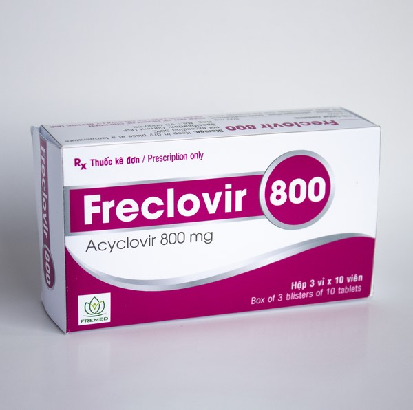 Thuốc Freclovir 800 điều trị nhiễm virus Herpes simplex (hộp 3 vỉ x 10 viên)