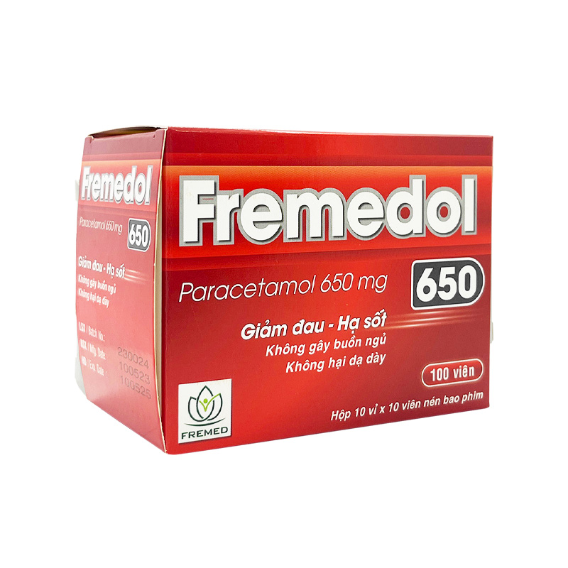 Viên nén Fremedol 650 giảm đau, hạ sốt (hộp 10 vỉ x 10 viên)