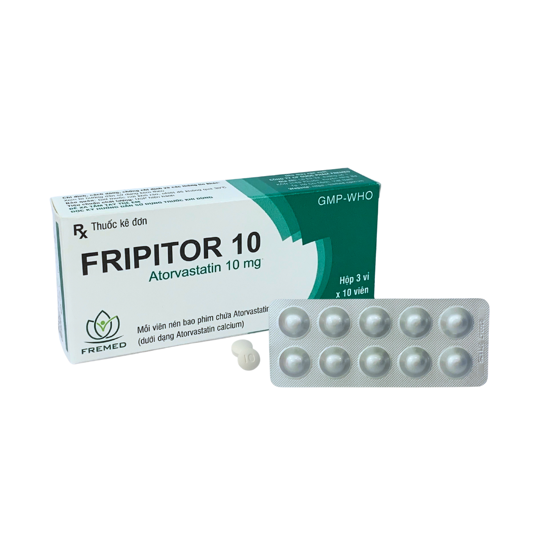 Thuốc Fripitor 10 điều trị rối loạn mỡ máu (hộp 3 vỉ x 10 viên)