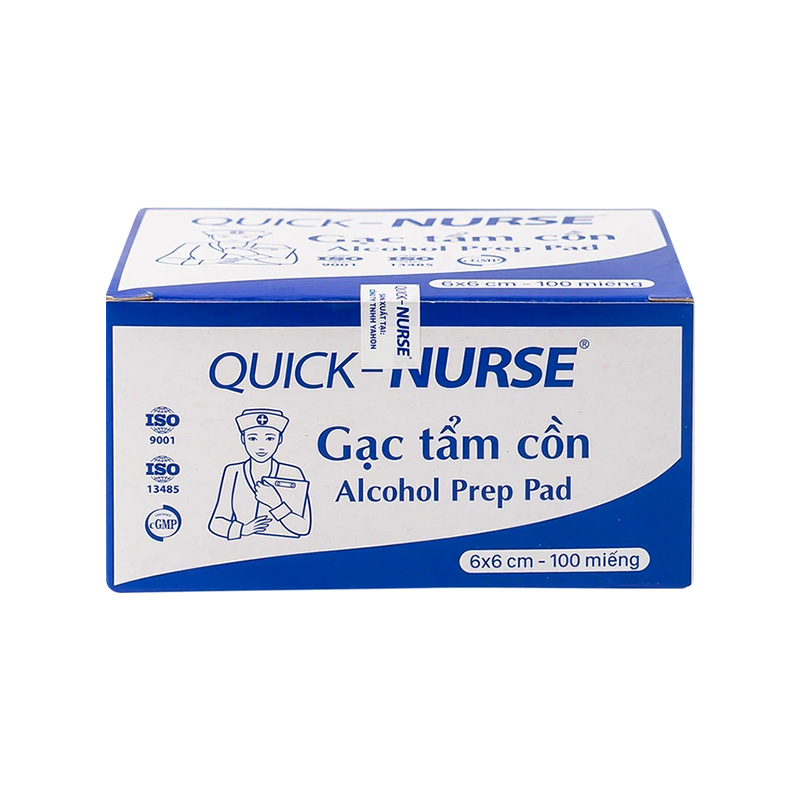 Gạc tẩm cồn PT (hộp 100 miếng)