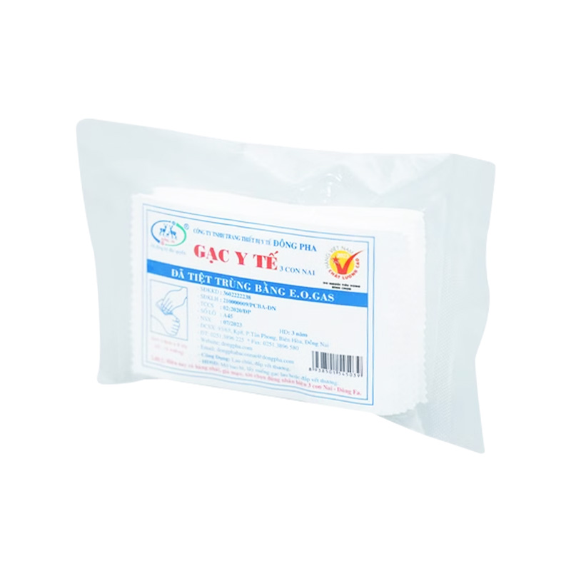 Gạc y tế tiệt trùng 3 Con Nai 5cm x 6cm x 8 lớp (gói 10 miếng)