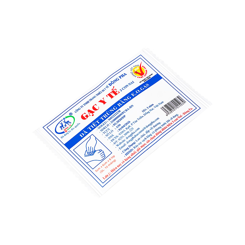 Gạc y tế tiệt trùng 3 Con Nai 5cm x 6cm x 8 lớp (gói 10 miếng)