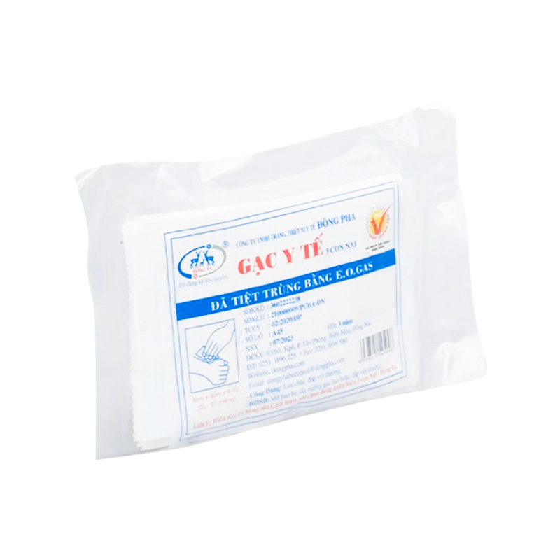 Gạc y tế tiệt trùng 3 Con Nai 8cm x 9cm x 8 lớp (gói 10 miếng)