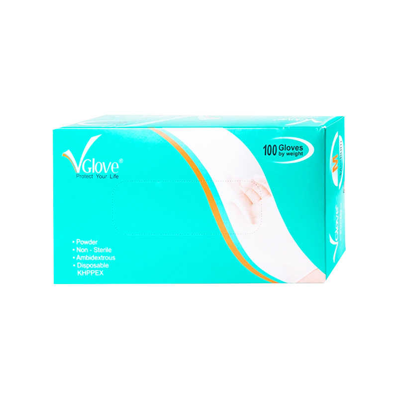 Găng tay cao su y tế trơn có bột VGlove Size M (Hộp x 100 cái)