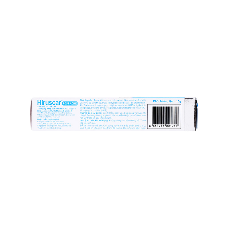 Gel Hirusca Post Acne hỗ trợ làm mờ thâm mụn, sẹo mụn (hộp 1 tuýp x 10g)