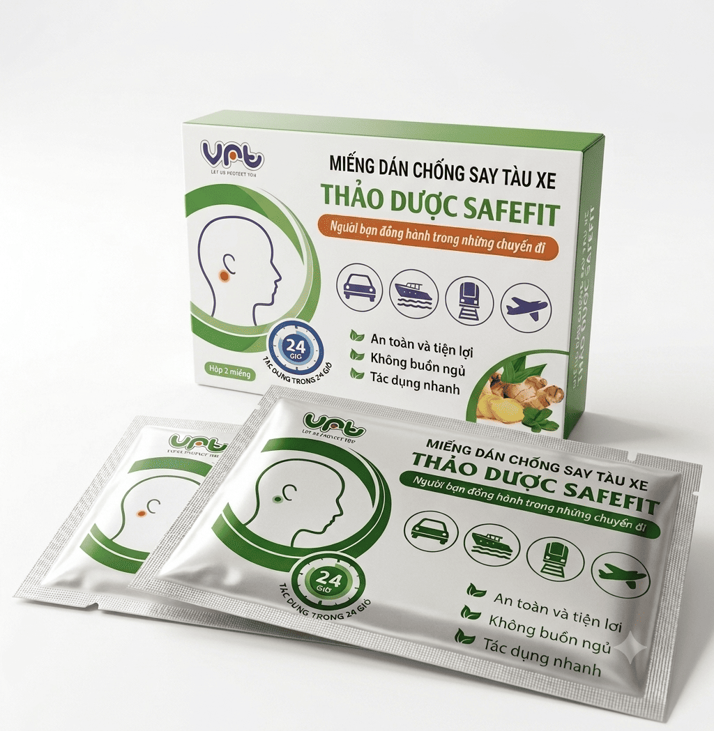 Miếng dán chống say tàu xe Safefit (hộp 2 miếng)